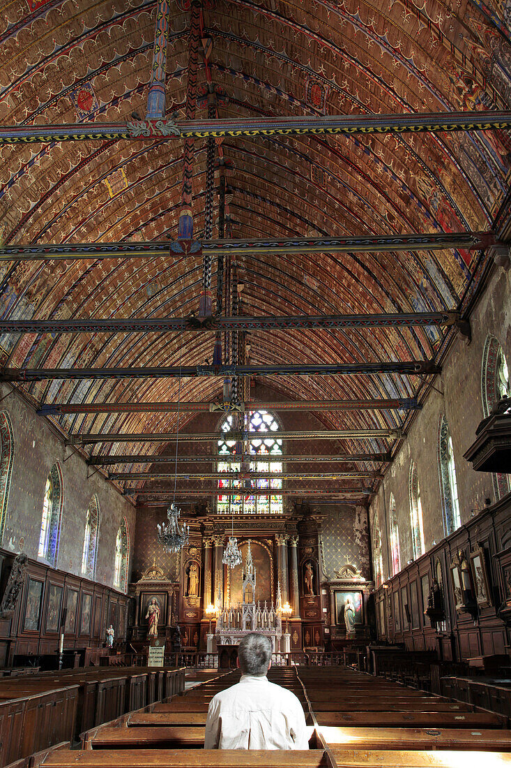 Rib Vault Of The Polychrome Wood Ceiling In The Saint-Jacques Church, Illiers-Combray, Eure-Et-Loir (28), France