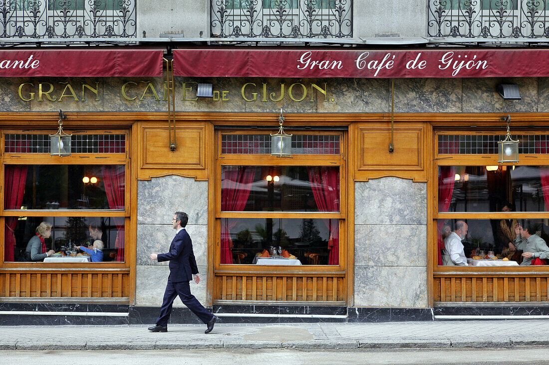 El Cafe Gijon, Cafe Bar For Artists And Intellectuals Opened In 1888, Paseo De Recoletos, Madrid, Spain