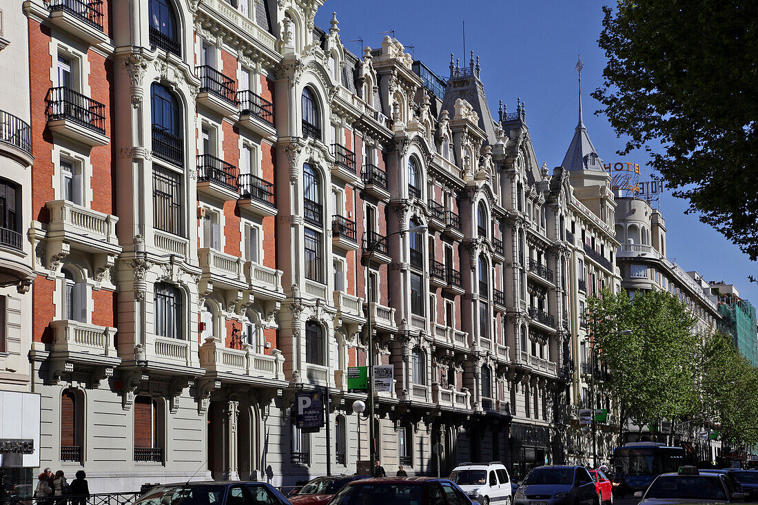 Facades Of Buildings In The Salamanca Neighborhood, Madrid, Spain