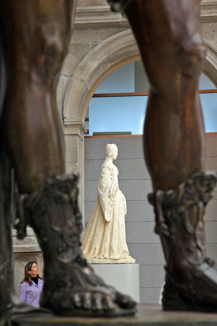 Statue In The Cloister Of The Jeronimos Church, Prado Museum, Paseo Del Prado, Madrid, Spain