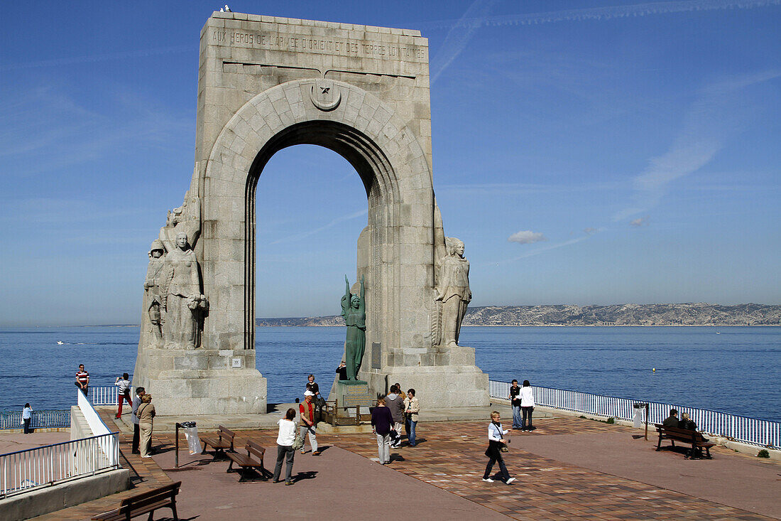 Monument To The Fallen Of The Eastern Army, Also Called The Porte d'Orient (Gate To The East), Corniche Kennedy, 7Th Arrondissement, Marseille, Bouches-Du-Rhone (13), France