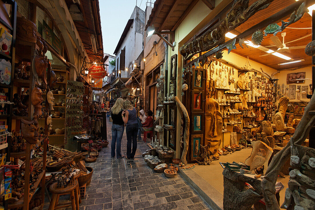 Shopping street in old town, Rethymnon, Crete, Greece