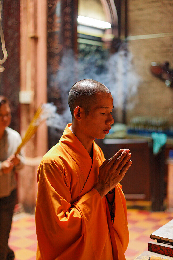 Monk praying, Phuoc Hai Tu, Ho Chi Minh City, Vietnam