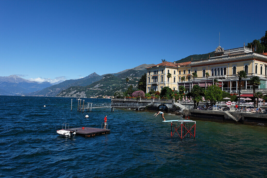 Swimming in the lake, Bellagio, Lake Como, Lombardy, Italy