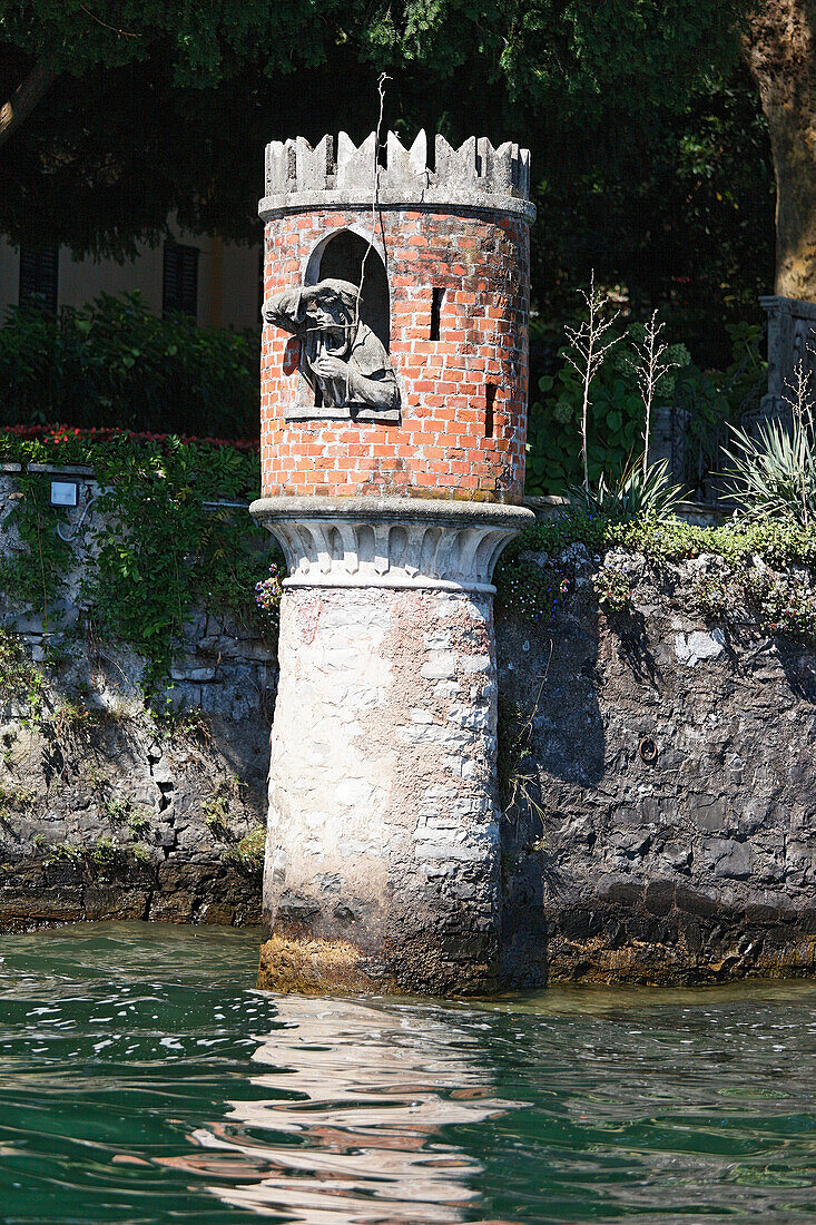 Landing stage, Villa, western lakeside, Lake Como, Lombardy, Italy