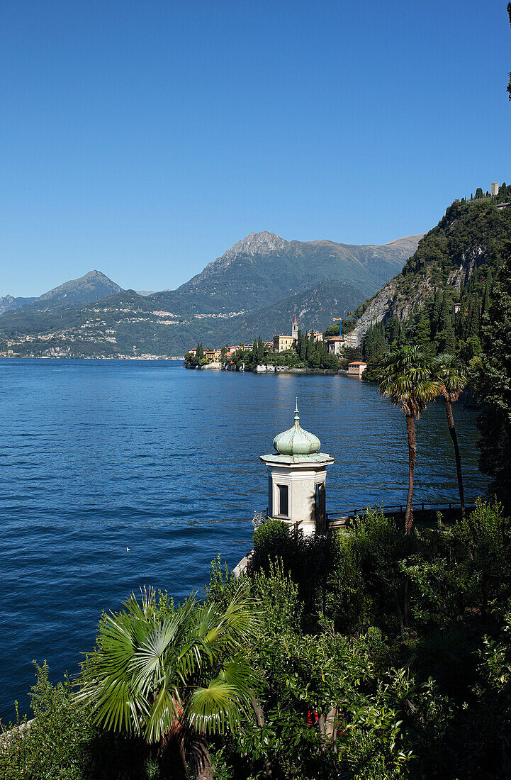 Park, view over Varenna, Lake Como, Lombardy, Italy
