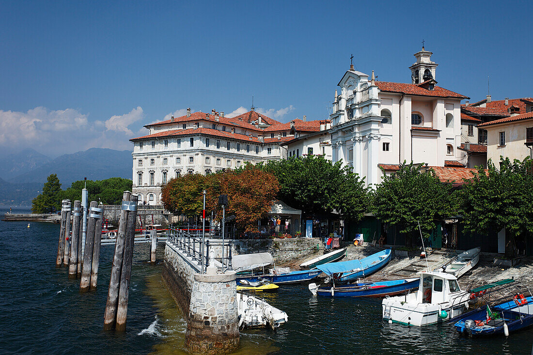 Boote, Palazzo Borromeo, Isola Bella, Stresa, Lago Maggiore, Piemont, Italien