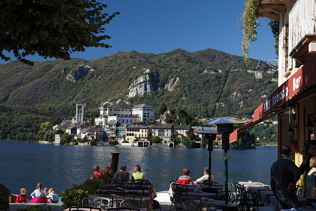 Restaurant, Isola San Giulio, Lago d' Orta, Piedmont, Italy