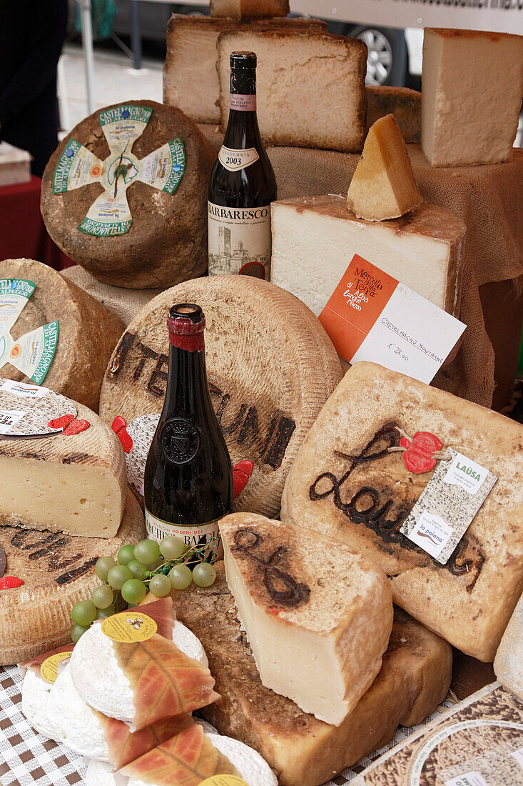 Castelmagno Cheese, Market, Alba, Piedmont, Italy