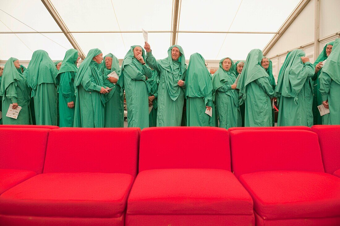 Members of The Gorsedd of the Bards getting ready for the ceremony at the National Eisteddfod of Wales, Bala, Gwynedd, August 2009