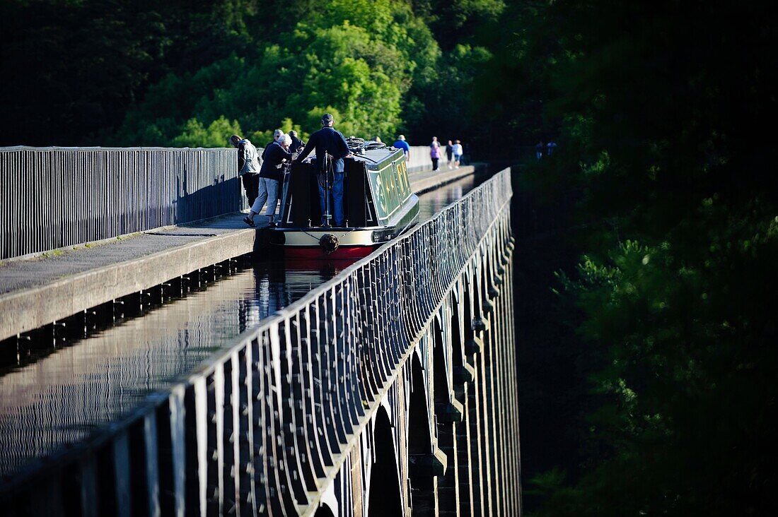 Pontcysyllte Aqueduct carrying the Llangollen Canal over the River Dee Designed by Thomas Telford, now a designated World Heritage Site