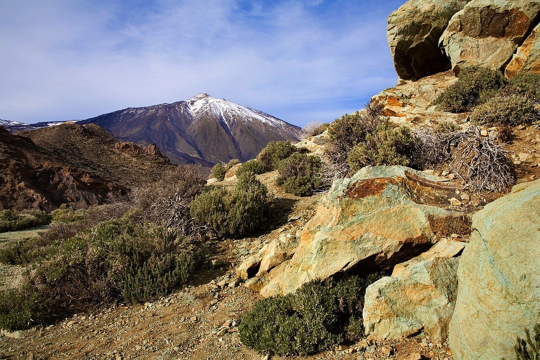 Mount Teide from Los Azulejos Parque Nacional del Teide Tenerife Spain