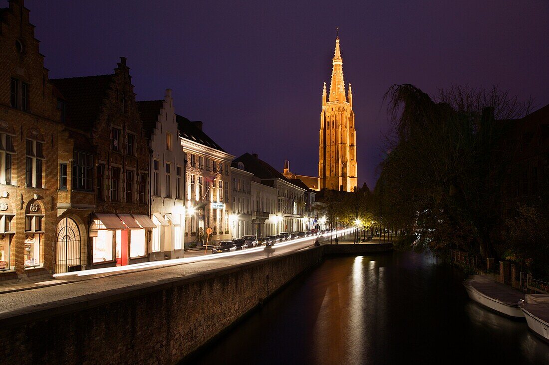 The Church of Our Lady at Dusk Bruges Belgium