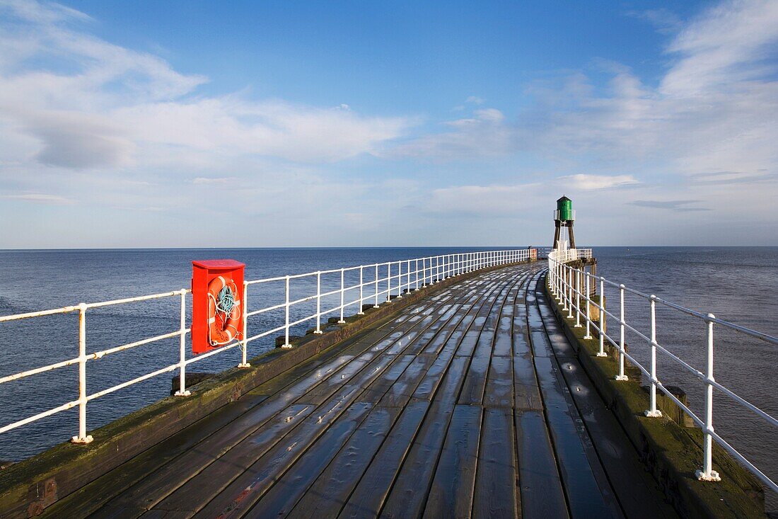 The West Pier in Whitby North Yorkshire England