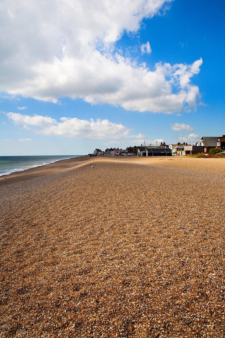 Sunlight Plays on the Long Pebble Beach at Aldeburgh, Suffolk England