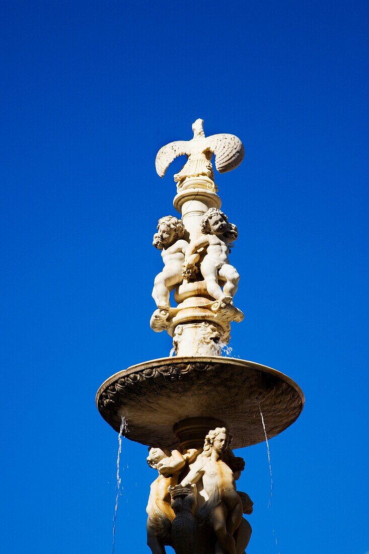 Fountain in Plaza de la Contitucion Malaga Spain