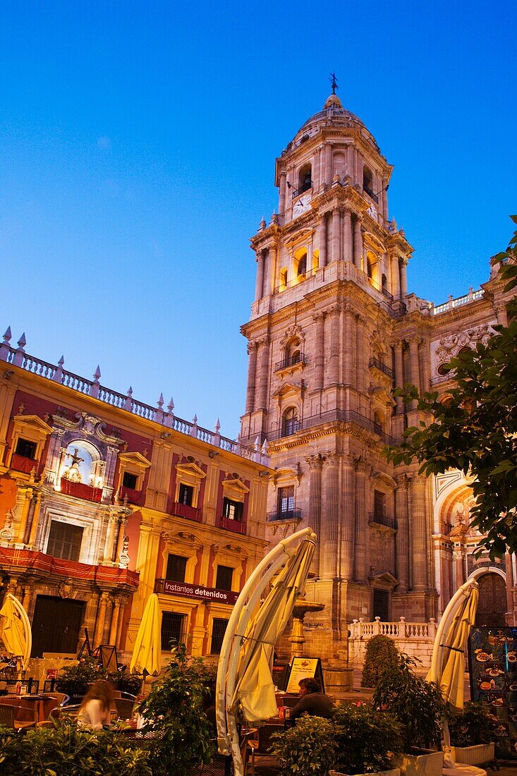 The Cathedral at Dusk Malaga Spain