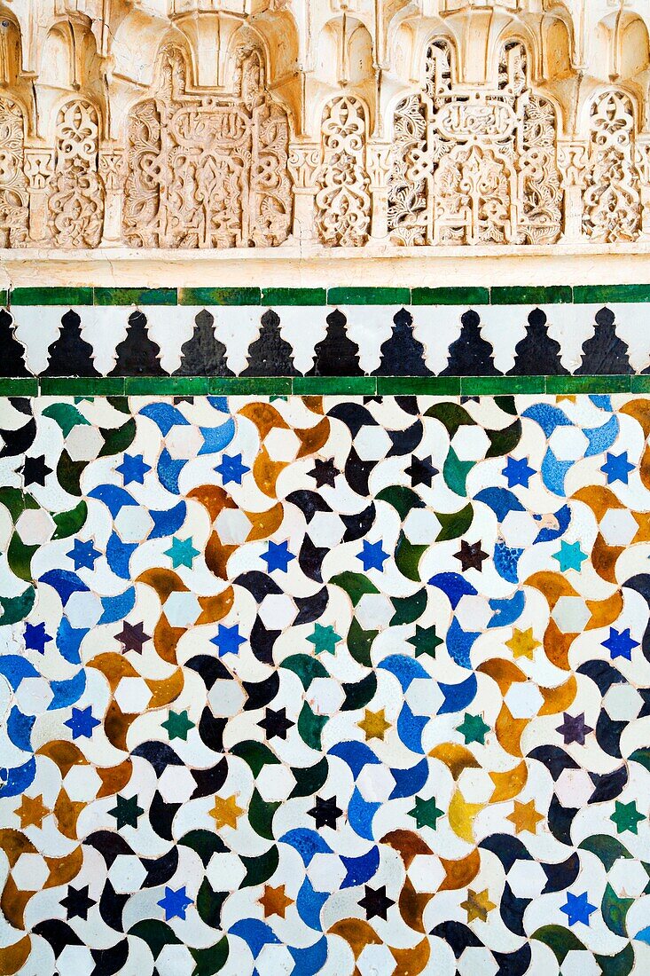 Tiling Detail in the Courtyard of the Myrtles Alhambra Palace Granada Spain