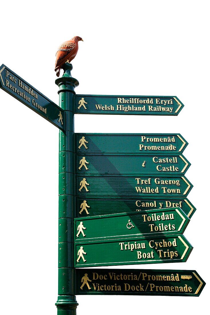 Tourist Signpost Caernarfon Gwynedd Wales