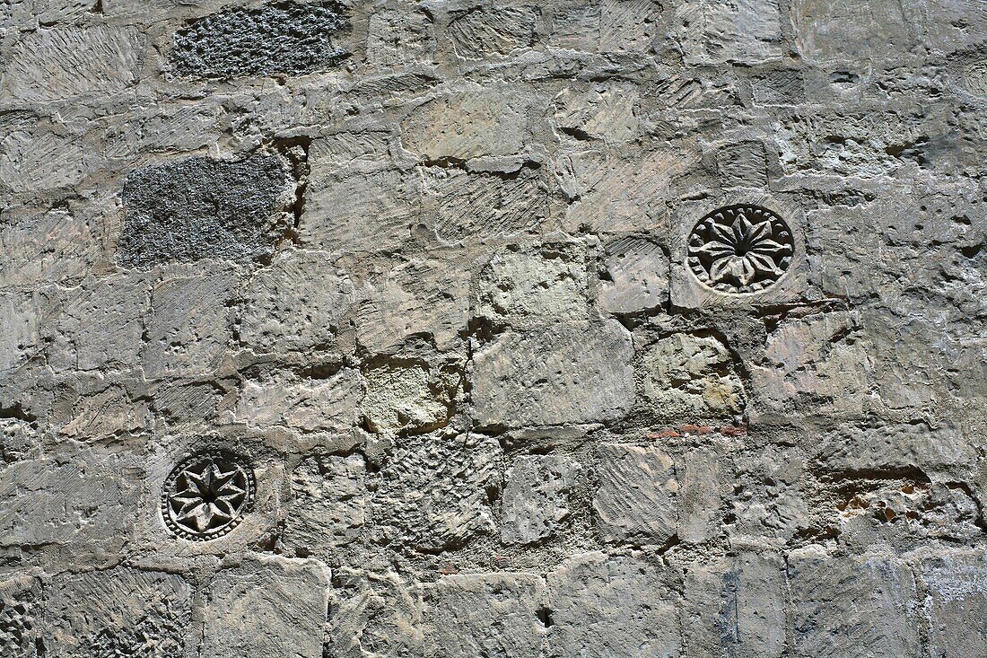 detail in the outside of glesia of San Miguel church in the Greater Place of Segovia where the Catholic was crowned Queen from Castile to Reina Isabel La Católica