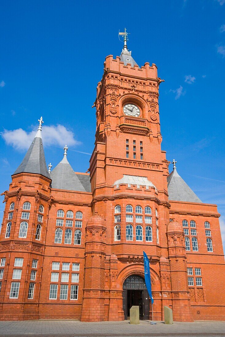 The Pierhead Building. Building of the National Assembly for Wales. Welsh history museum, by Welsh architect, William Frame. Cardiff Bay. Cardiff. Caerdydd. Wales. UK.