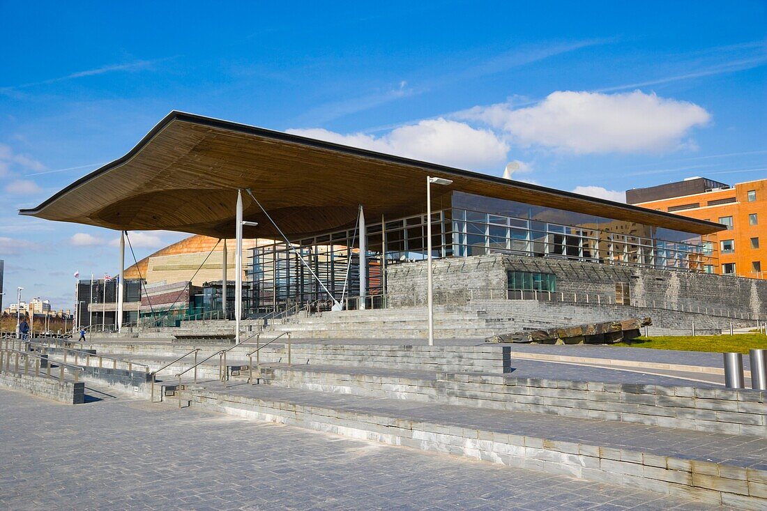 The Senedd, Legislature, Parliament, Senate, National Assembly building. by architect Richard Rogers. Cardiff Bay. Cardiff. Caerdydd. Wales. UK.