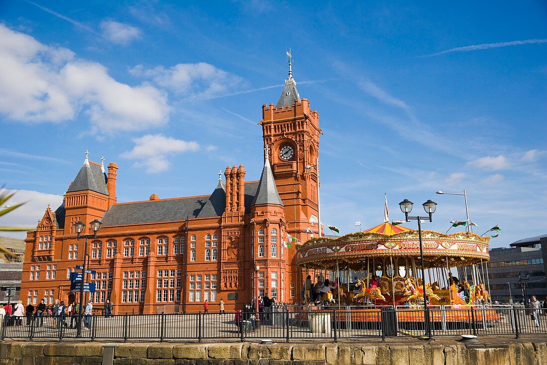The Pierhead Building. Building of the National Assembly for Wales. Welsh history museum, by Welsh architect, William Frame. Cardiff Bay. Cardiff. Caerdydd. South Glamorgan. Wales. UK.