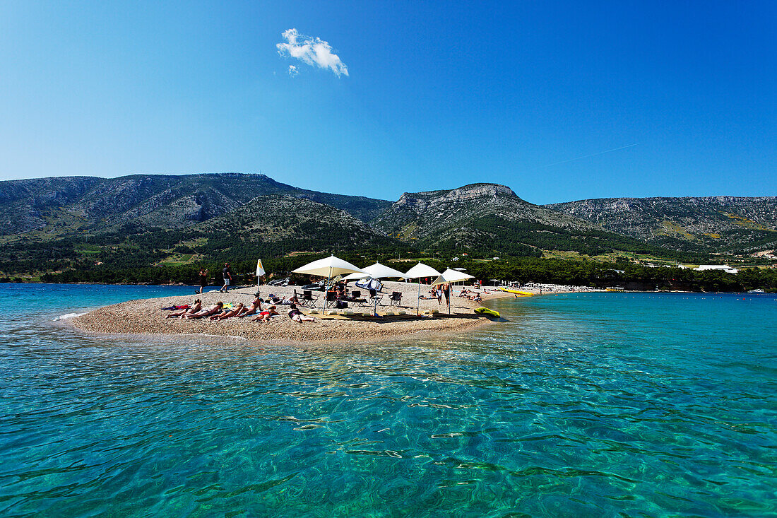 Bathing beach, Zlatni Rat, Golden Cape, Bol, Brac, Split-Dalmatia, Croatia