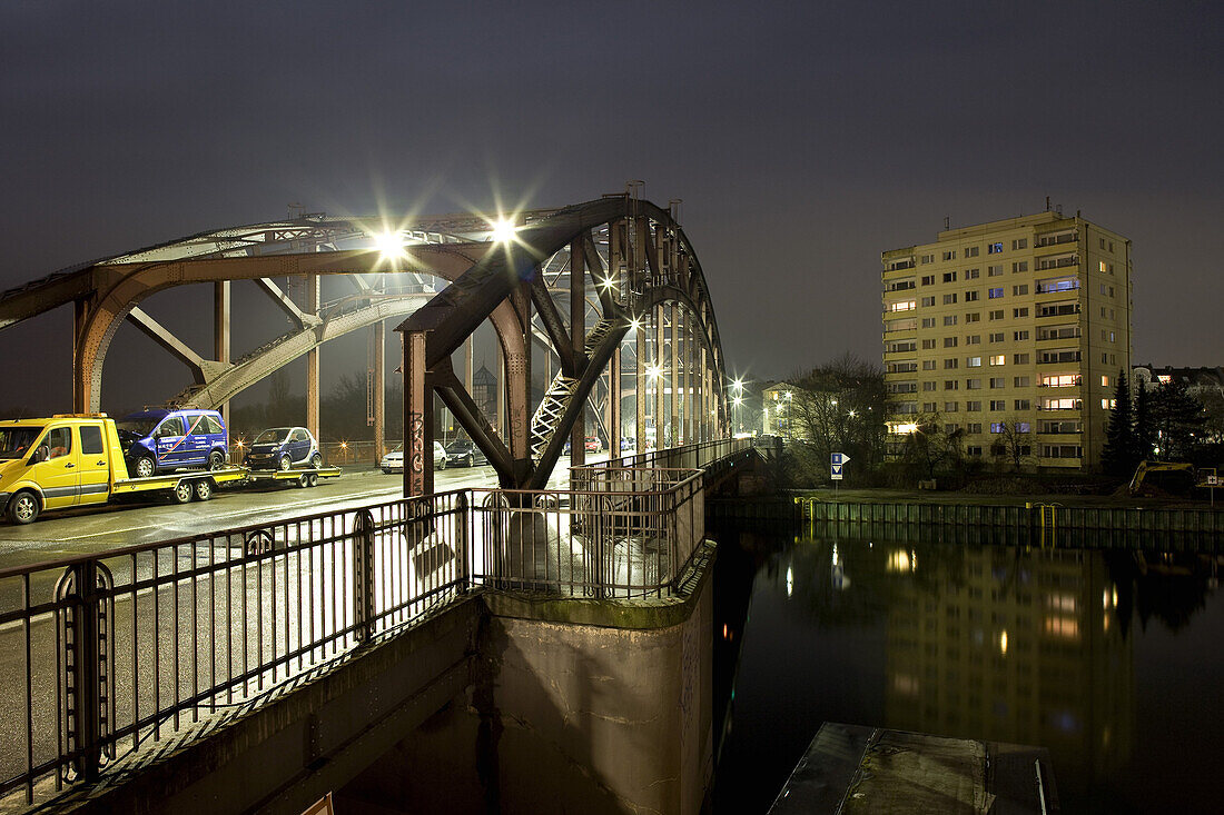 Schulenburgbrücke bei Nacht, Berlin-Spandau, Berlin, Deutschland, Europa