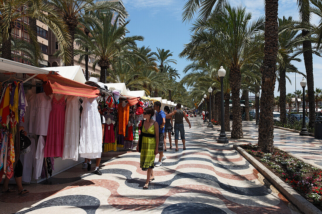 Verkaufsstände, Explanada de Espana, Alicante, Provinz Alicante, Spanien