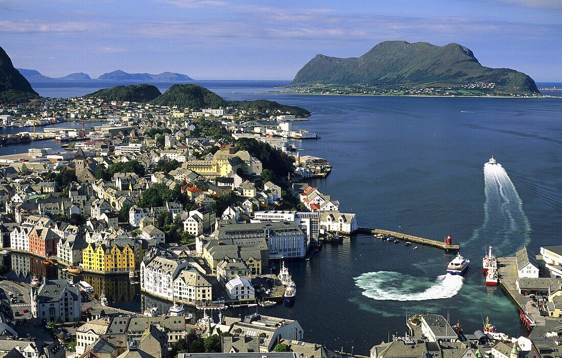 Aerial view of Alesund Norway