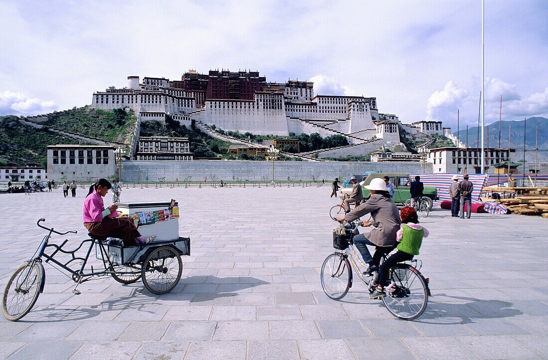 Giant fortress in the red mountain, Marpo ri or Potala palace, Budala gong Lhasa, Tibet