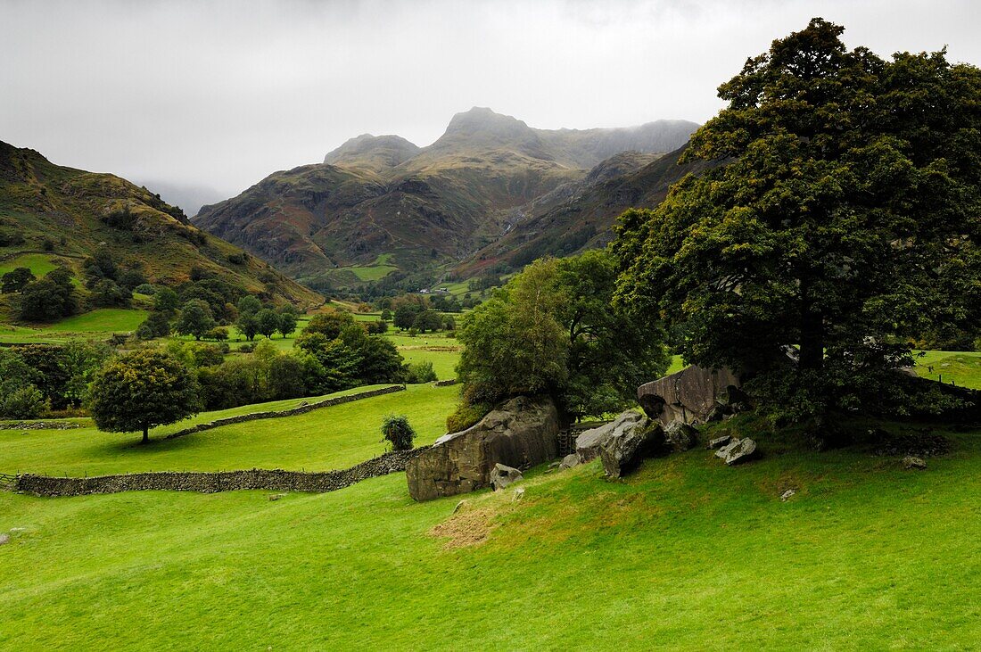 Great Langdale near Chapel Stile in The Lake District National Park Cumbria England
