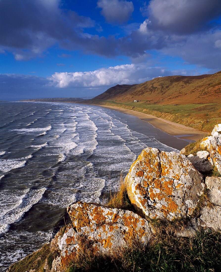 Rhossili Bay on the Gower, Rhossili, Swansea, Wales, United Kingdom