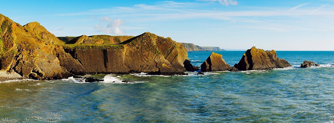 Rocks at Hartland Quay on the Hartland peninsular Heritage Coast in North Devon, England, United Kingdom