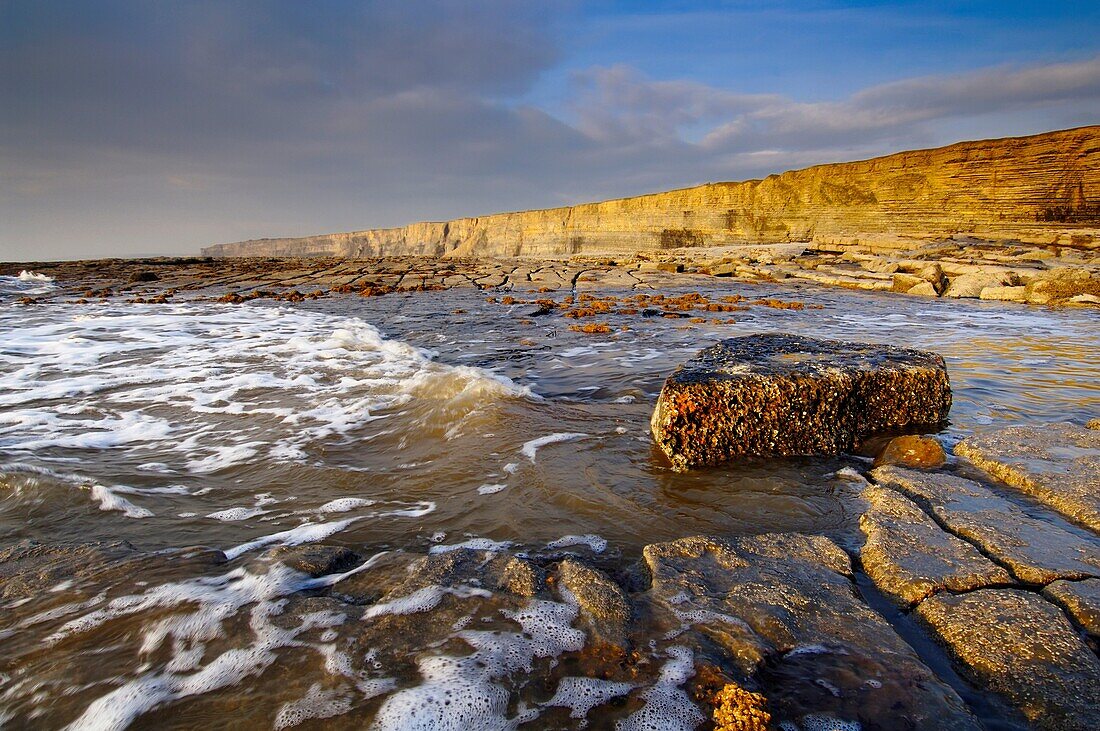 Nash Point on the Glamorgan Heritage Coast, Marcross, Glamorgan, Wales, United Kingdom