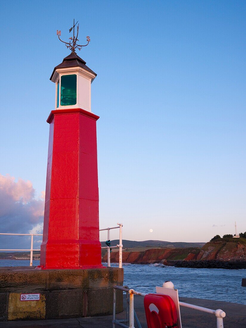 Watchet Harbour Marina lighthouse, Somerset, England, United Kingdom