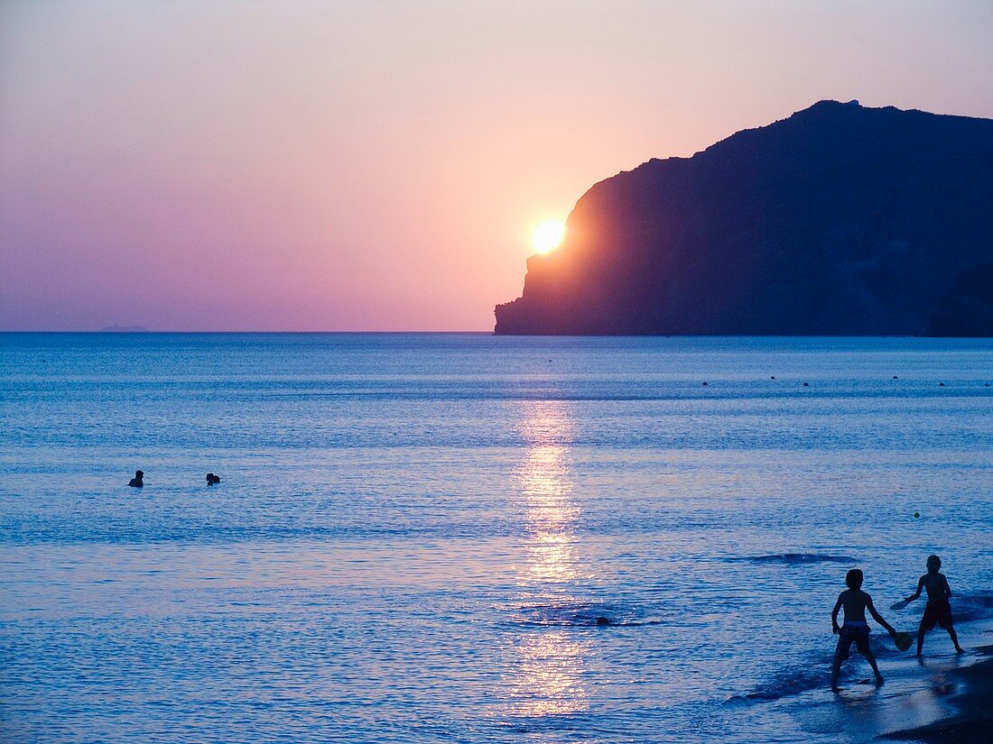 sunset, skala eresou, lesbos island, north west aegean, greece, europe