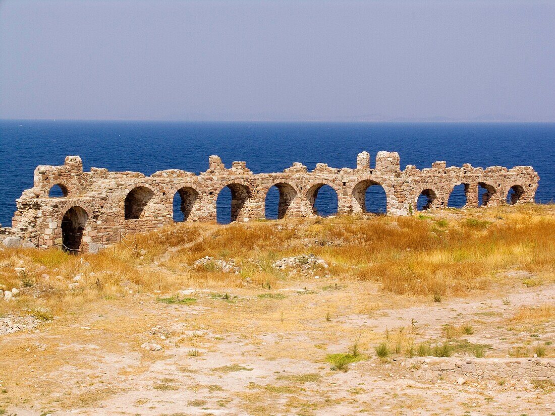 fortress, mytilini, lesbos island, north west aegean, greece, europe