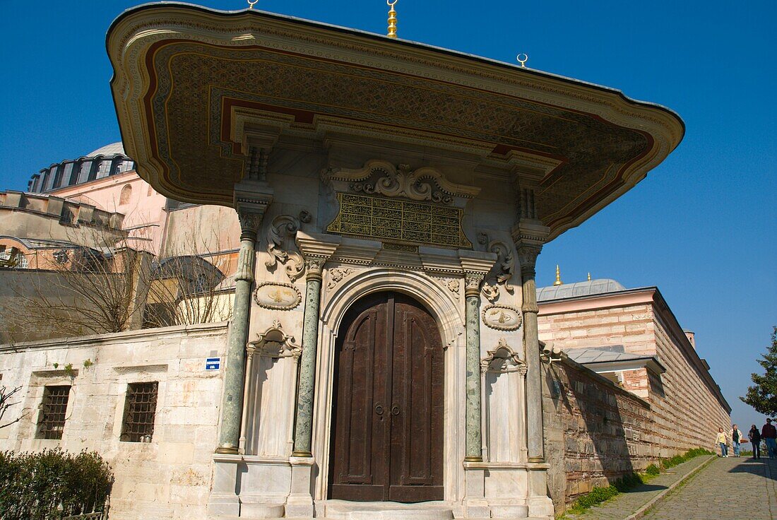 Aya Sofia Hagia Sofia church exterior Sultanahmet district Istanbul Turkey Europe