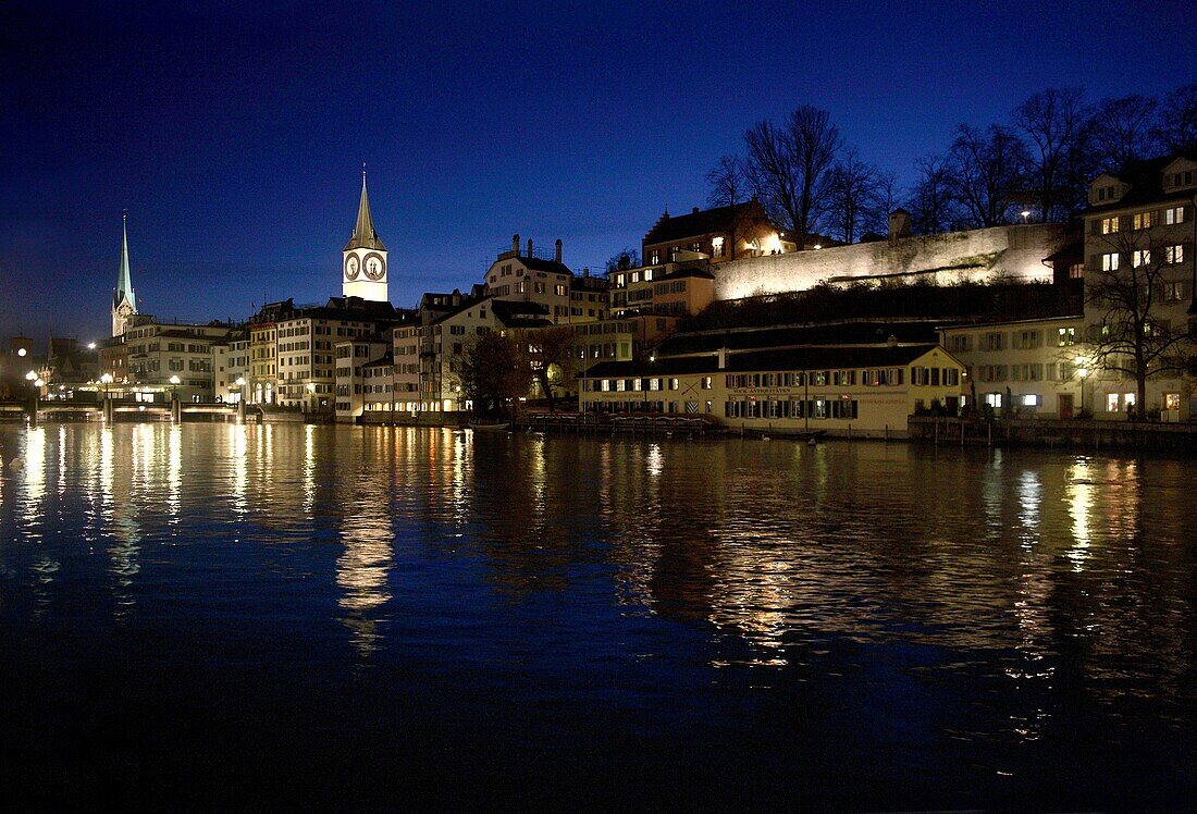 city of Zurich and Limmat river