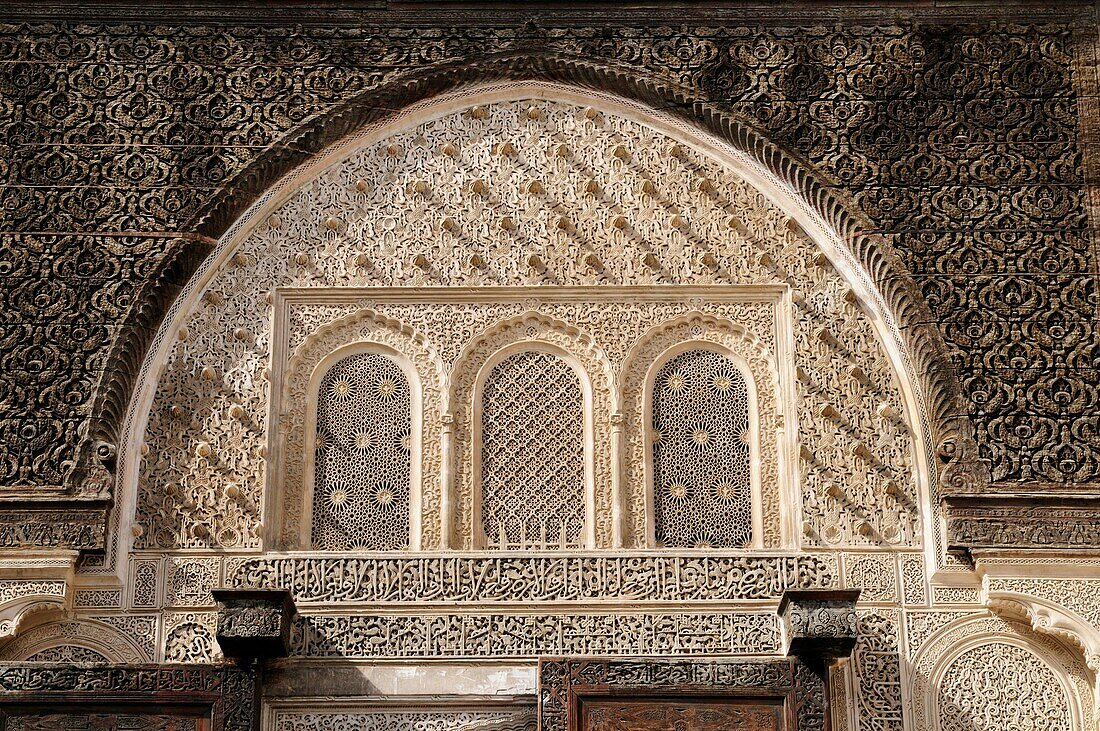 Detail of Plaster Work at the Medersa Bou Inania, Fez, Morocco, North africa
