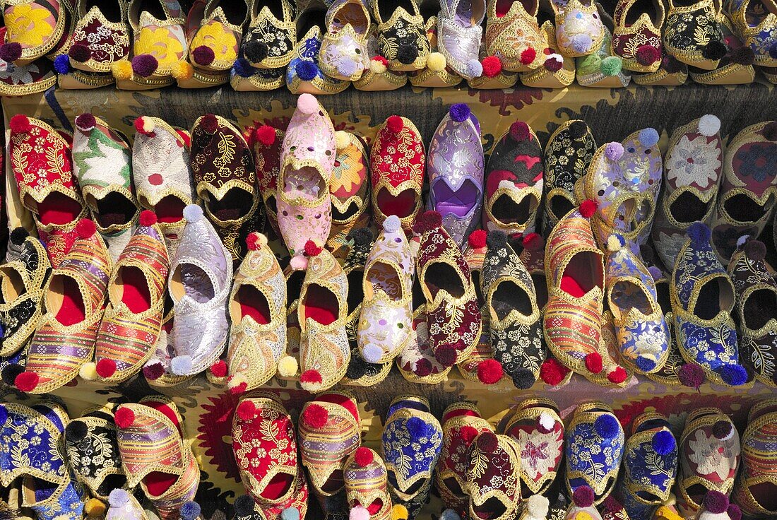 A rack of Turkish Slippers, Istanbul, Turkey