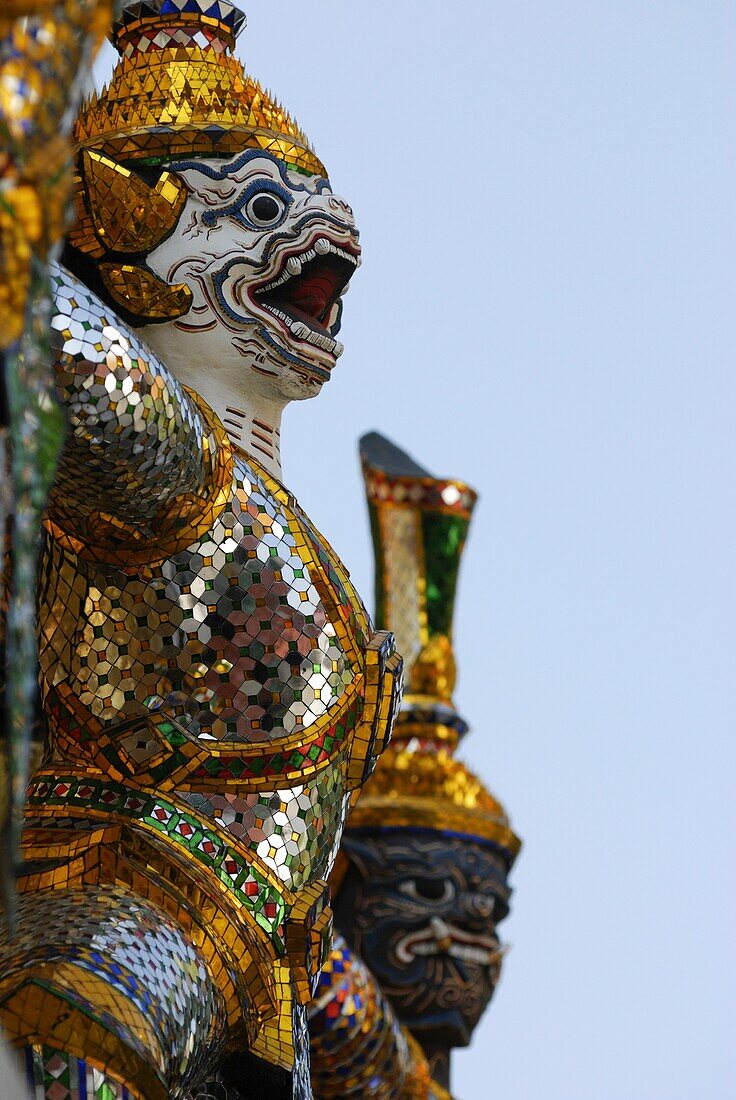 Mythical Demons on the Golden Chedi, Wat Phra Kaew, Bangkok, Thailand