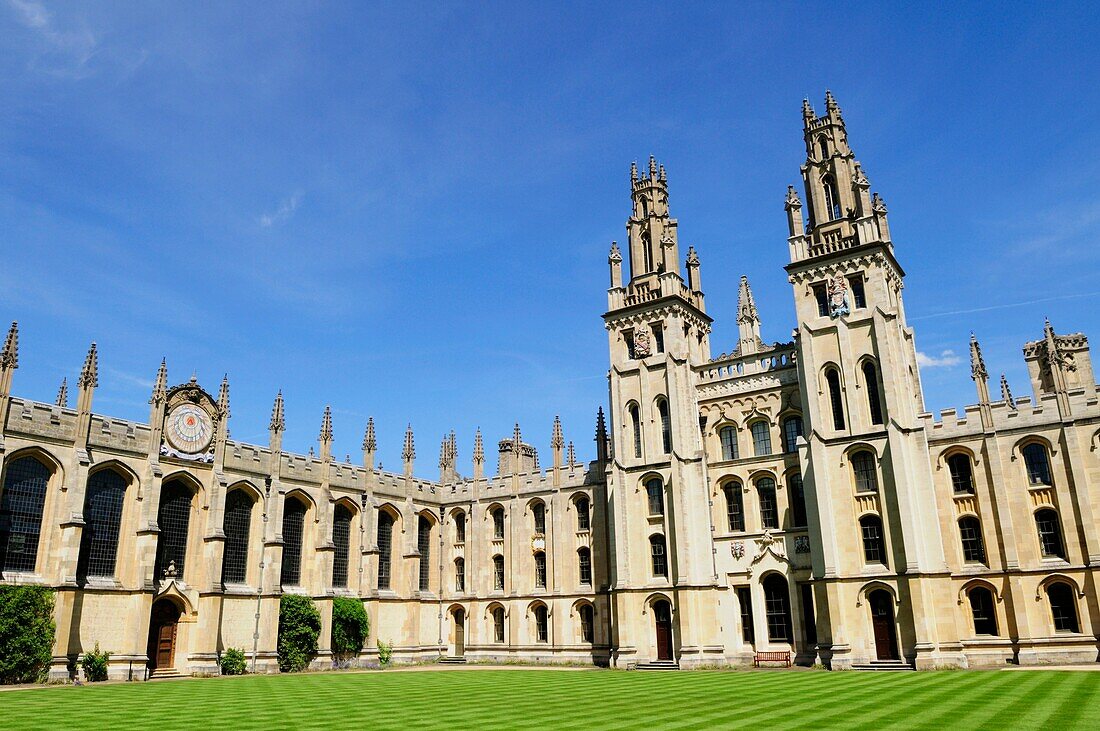 North Quadrangle and Gothic Towers of All Souls College, Oxford, England, UK