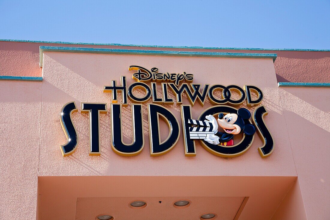 Orlando, FL - Feb 2009 - Disney's Hollywood Studios sign above walkway at Hollywood Studios theme park in Kissimmee Orlando Florida