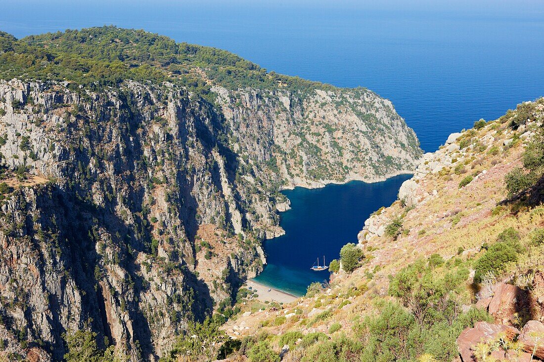 Aerial view of Butterfly Valley Province of Mugla, Turkey