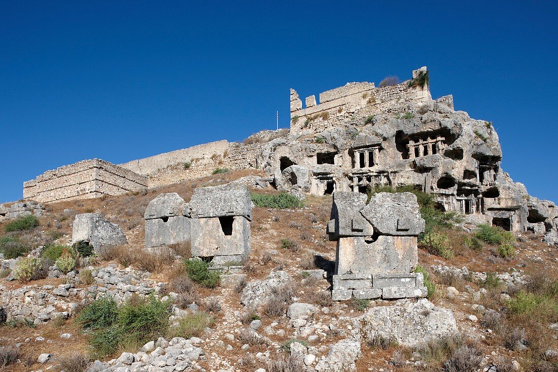 Acropolis Hill in Tlos, an ancient Lycian city in the South West of modern Turkey