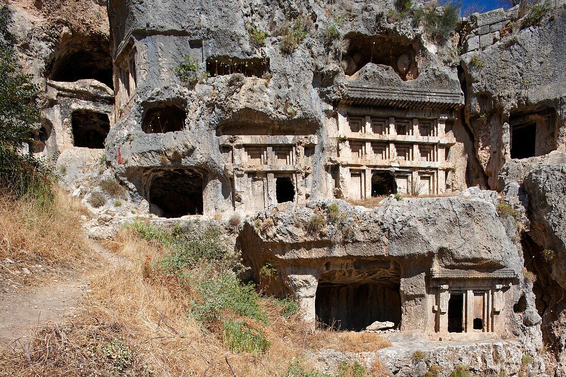 Ancient Lycian rock cut tombs in Tlos South West Turkey