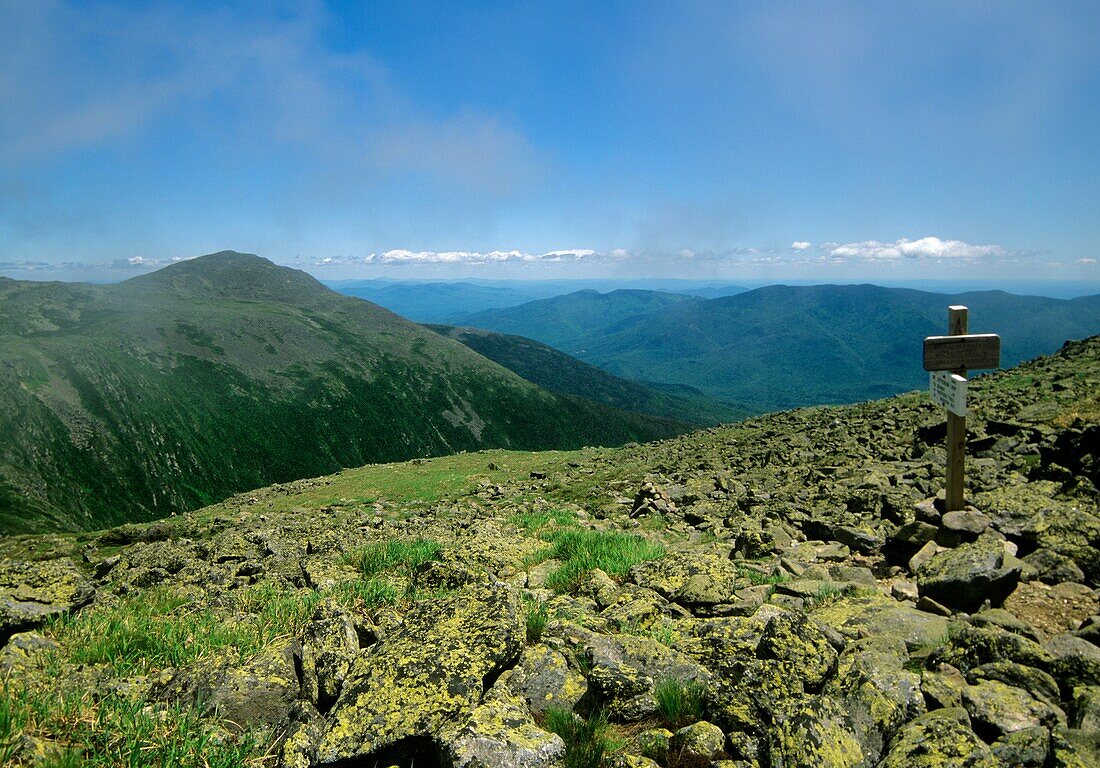 Appalachian Trail - Mount Adams from Gulfside trail in the scenic landscape of the Presidential Range, which is located in the White Mountain National Forest of New Hampshire USA
